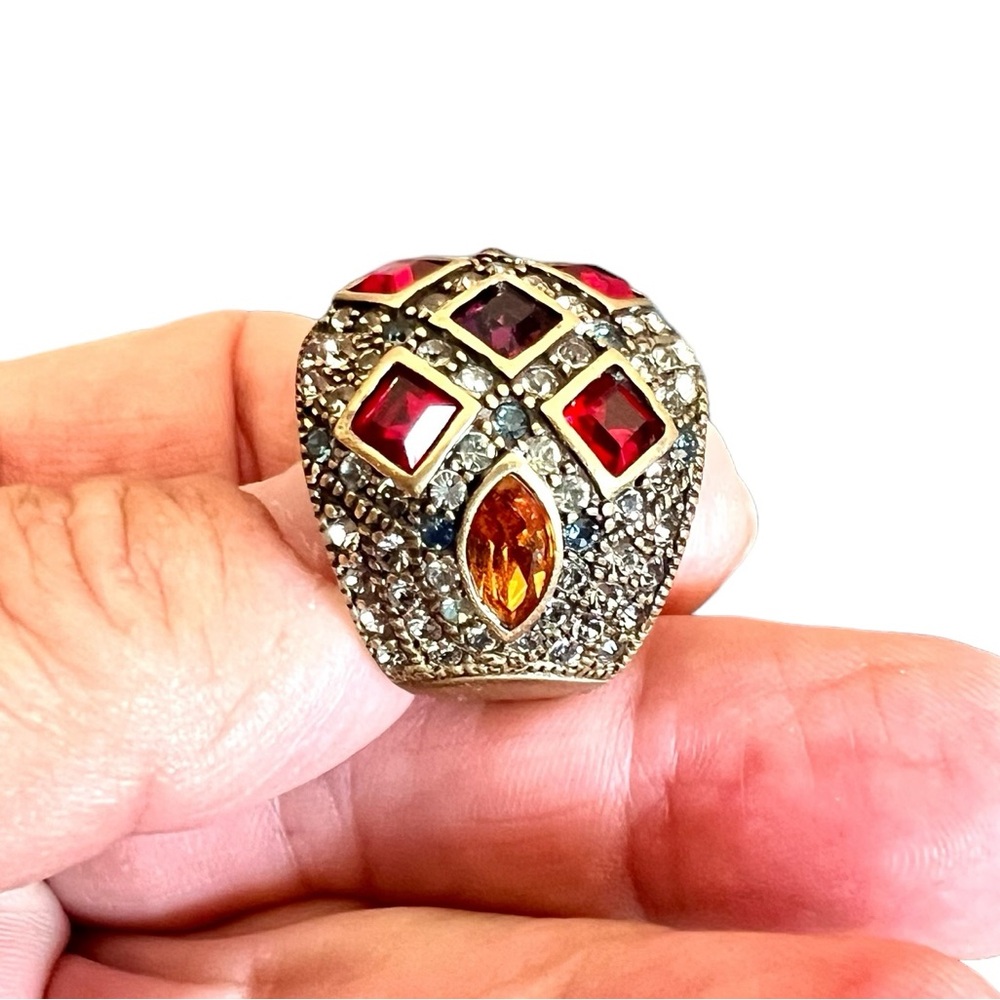 Heidi Daus Cocktail Ring Multi Colored Stones Bro… - image 7